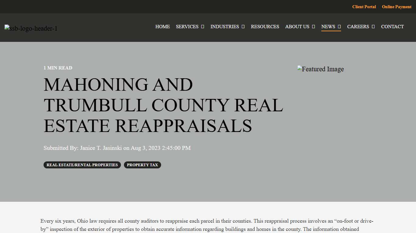 Mahoning and Trumbull County Real Estate Reappraisals